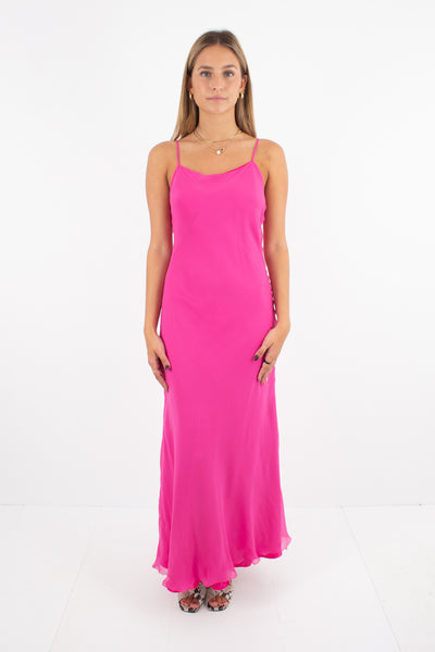 Barbie Pink Silk Maxi Dress - Size XS/S