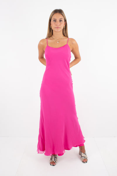 Barbie Pink Silk Maxi Dress - Size XS/S