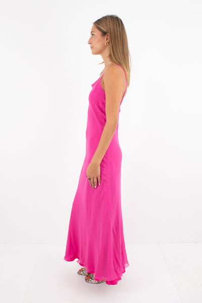 Barbie Pink Silk Maxi Dress - Size XS/S