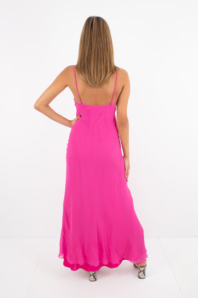 Barbie Pink Silk Maxi Dress - Size XS/S