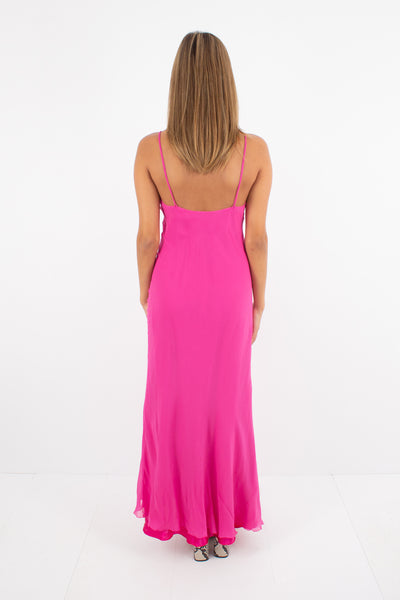 Barbie Pink Silk Maxi Dress - Size XS/S