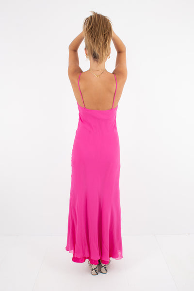 Barbie Pink Silk Maxi Dress - Size XS/S
