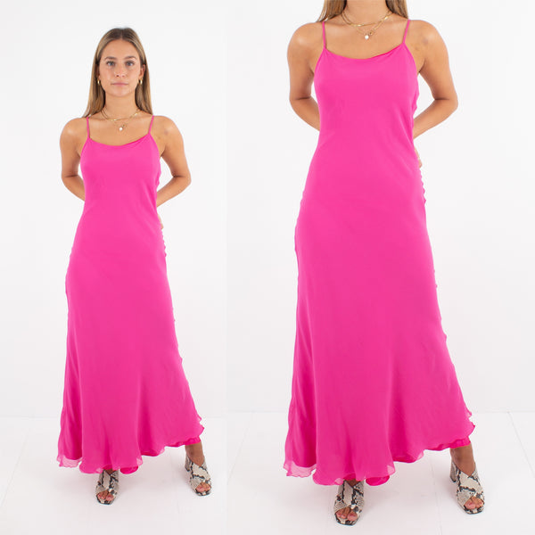 Barbie Pink Silk Maxi Dress - Size XS/S