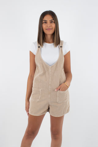 Beige Cord Playsuit Overalls - Size S/M