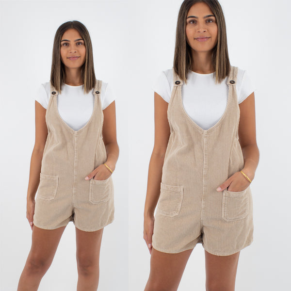 Beige Cord Playsuit Overalls - Size S/M