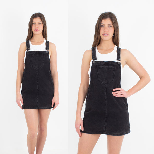 Black Denim Overall Dress - Size M/L