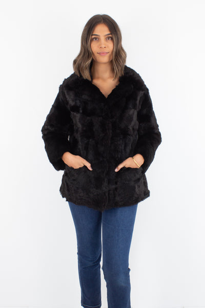 Black Fur Coat - Size S/M