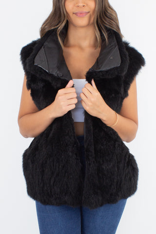 Black Fur Vest - Size S/M/L