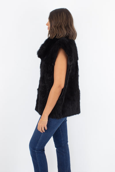 Black Fur Vest - Size S/M/L