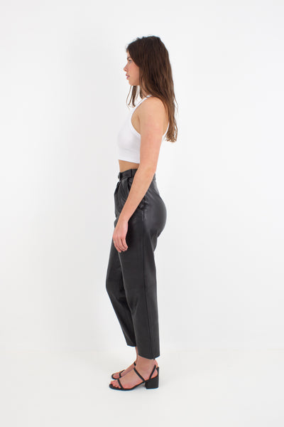 Black Leather High Waist Pants - Size XS / 24"