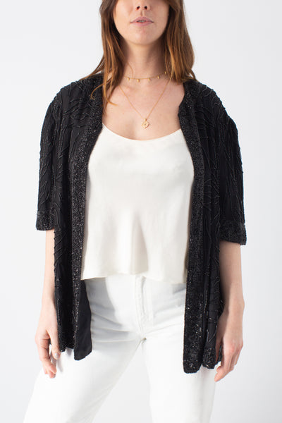 Black Sequinned Blouse Jacket - Free Size