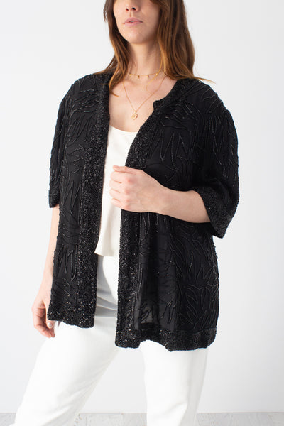 Black Sequinned Blouse Jacket - Free Size