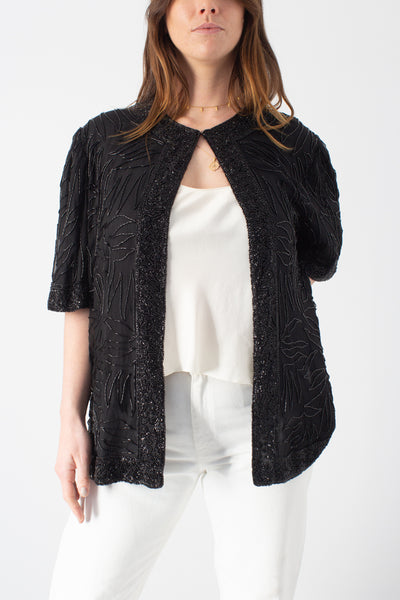 Black Sequinned Blouse Jacket - Free Size