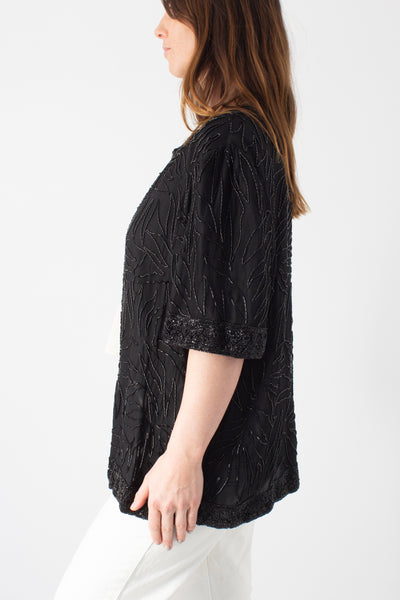 Black Sequinned Blouse Jacket - Free Size
