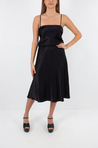 Black Silk Midi Dress - Size XS/S/M