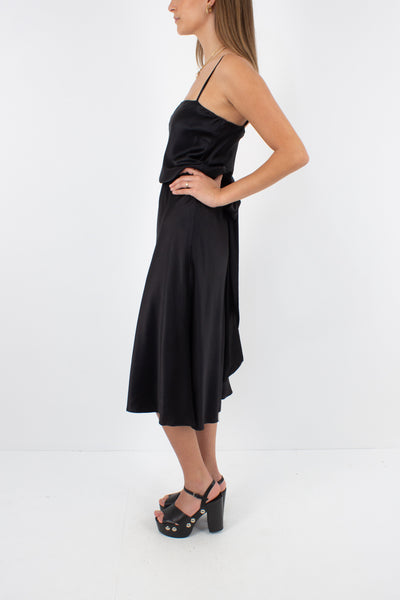 Black Silk Midi Dress - Size XS/S/M