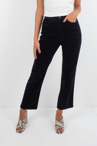 Black Velvet Straight Leg Jeans - Size XS / 24"