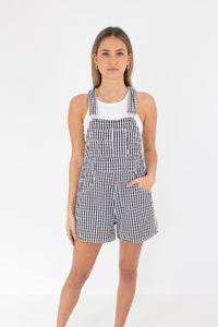 Black & White Gingham Check Overalls - Squeeze - Size S