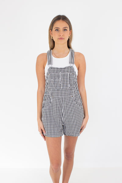 Black & White Gingham Check Overalls - Squeeze - Size S