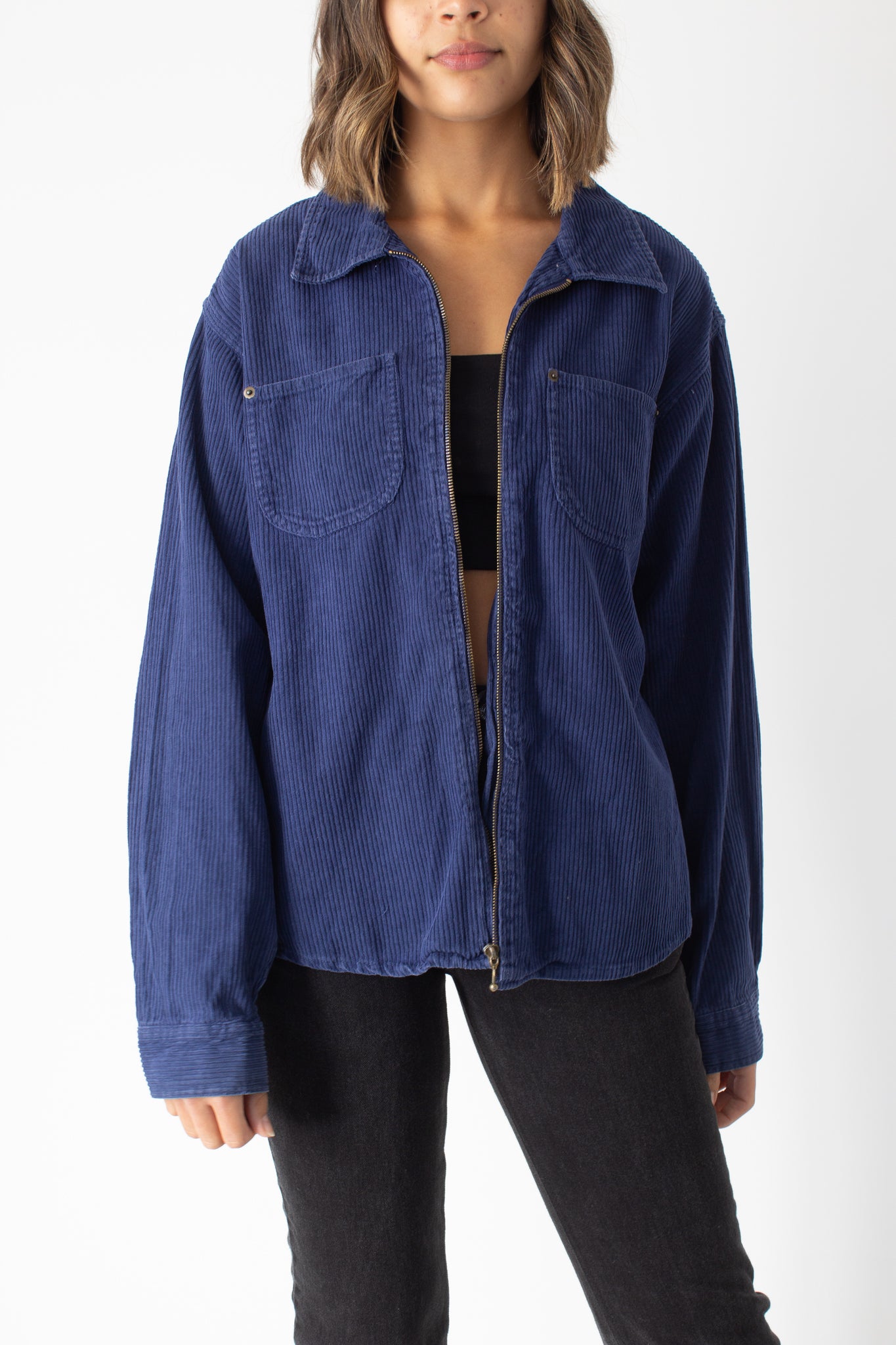 Blue Cord Zip Up Jacket RESIST - Free Size