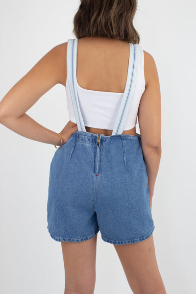 Blue Denim Short Overalls Dress - Size M