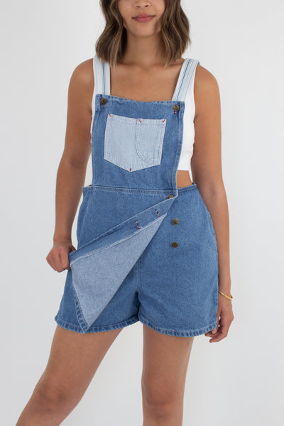 Blue Denim Short Overalls Dress - Size M