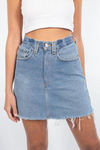 Levis Denim Skirt in Light-Mid Blue | 8 Sizes | 24" 25" 26" 27" 28" 29" 30" 31"