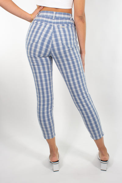 Blue & White Gingham Check Pant - Size XS/S 25"/26"