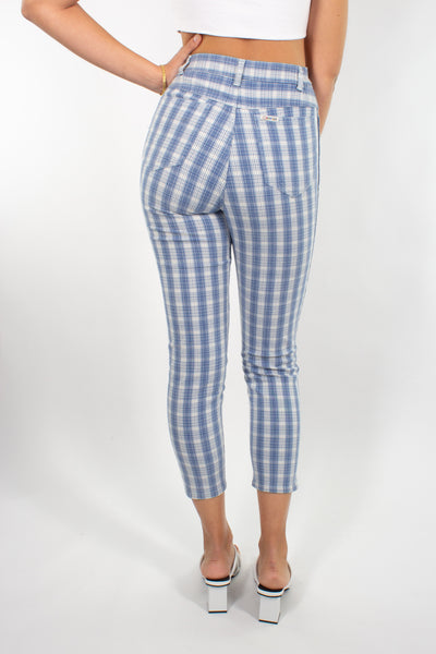 Blue & White Gingham Check Pant - Size XS/S 25"/26"