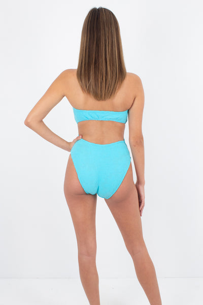 80s/90s Bright Teal Halter One Piece - Size XS & S