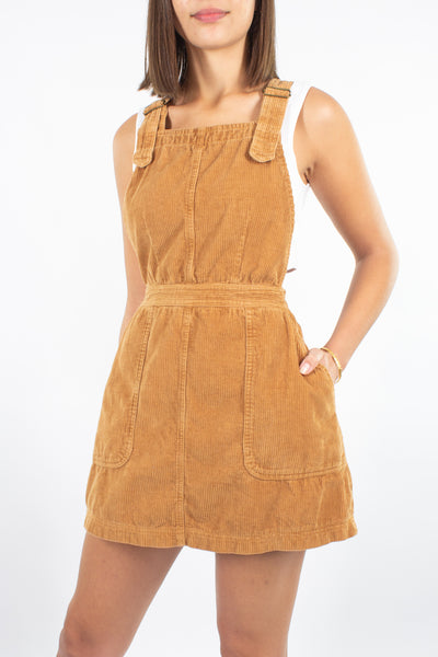 Cord Mini Dress in Caramel - Size M/L