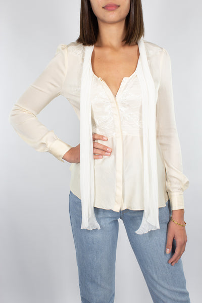 Cream Silk Blouse - Size XS/S