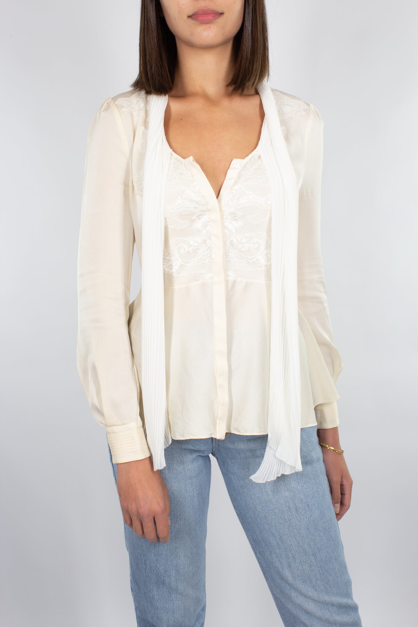 Cream Silk Blouse - Size XS/S