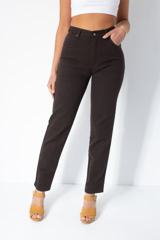 Dark Brown High Waist Jeans - Size S / 26"