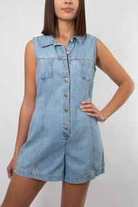 Denim Playsuit in Light Blue - Size M