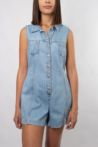 Denim Playsuit in Light Blue - Size M