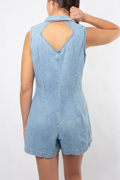 Denim Playsuit in Light Blue - Size M