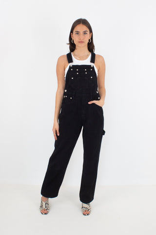 Long Black Denim Overalls - Eagle - Size XS/S