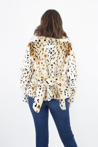 Faux Fur Leopard Print Jacket - Size XS/S