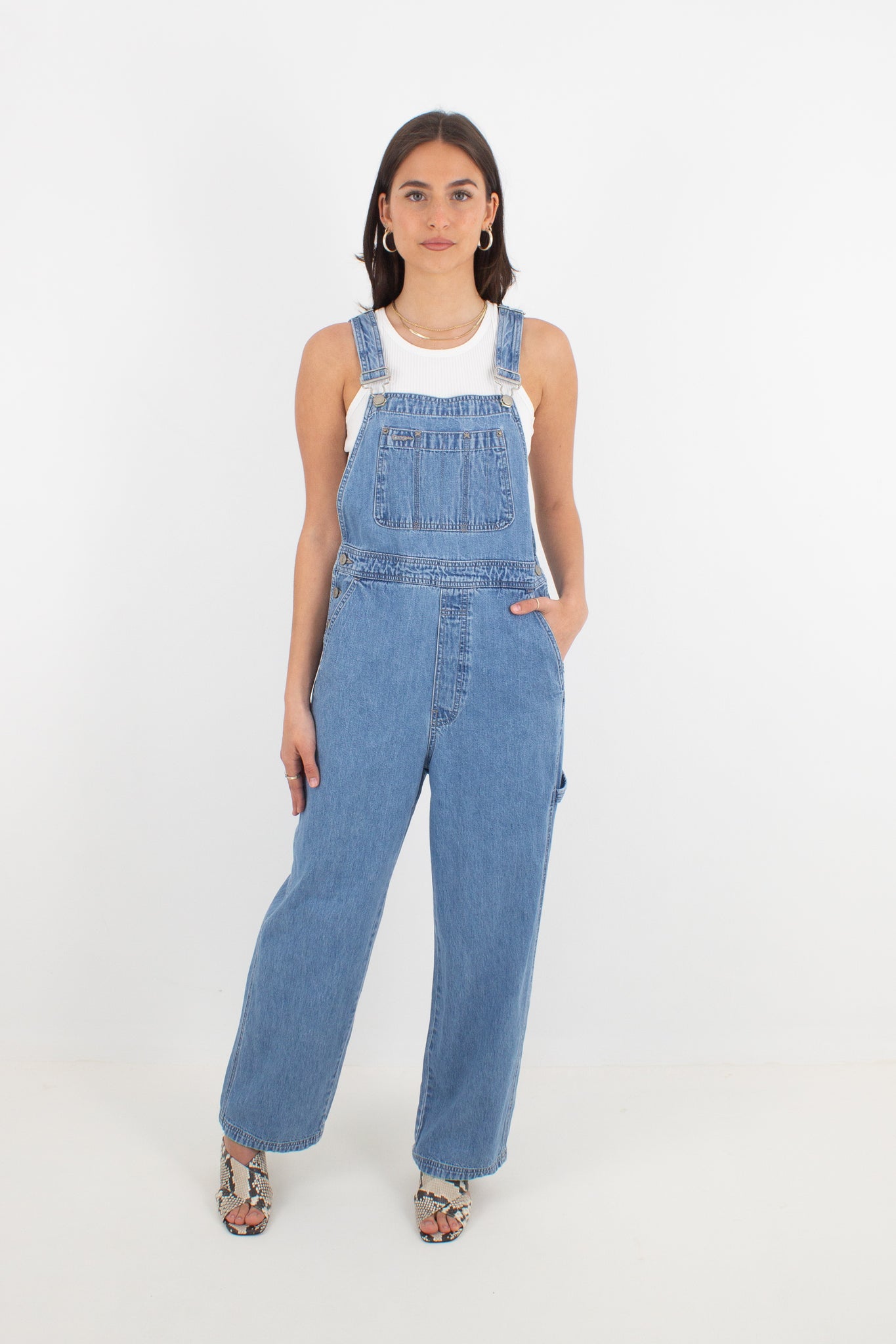 Mid Blue Long Denim Overalls - GAP (#2MID) - 5 Sizes XS, S, M, L & XL