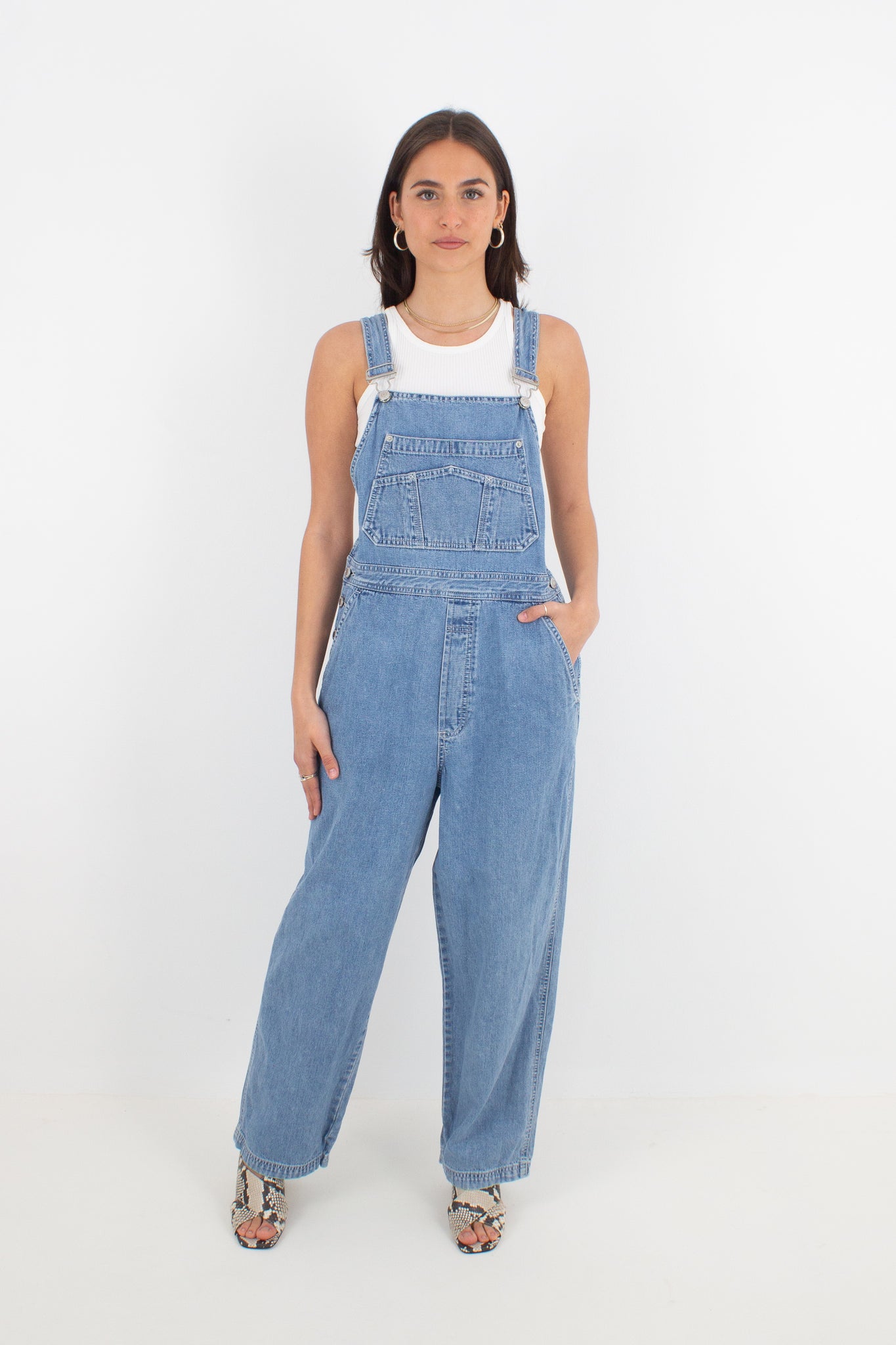 Mid Blue Long Denim Overalls - GAP (#11MID) - 4 Sizes XS, S, M & L