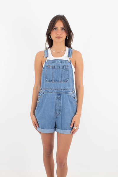 Mid Blue Short Denim Overalls - GAP (#2MID) - 5 Sizes XS, S, M, L & XL