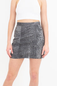 Grey Acid Wash Leather Mini Skirt - Size S / 27"