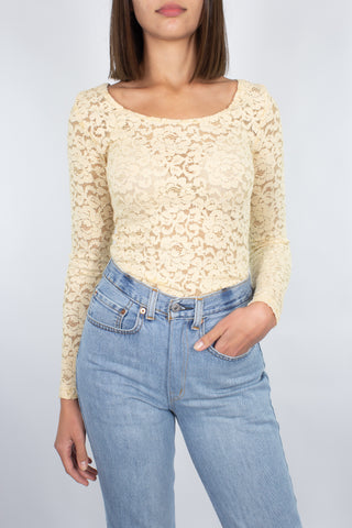 Ivory Lace Long Sleeve Top - Size XS/S/M