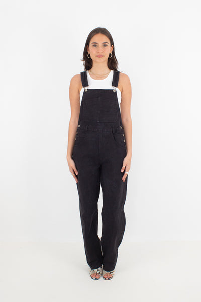 Black Long Denim Overalls - J Galt - Size XS/S