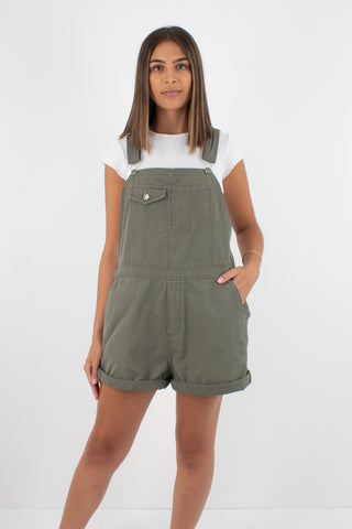 Khaki Short Denim Overalls - 3 Sizes M, L & XL