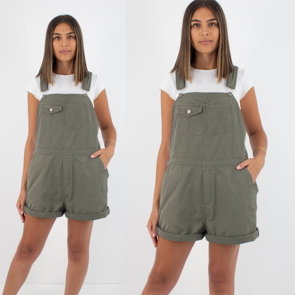Khaki Short Denim Overalls - 3 Sizes M, L & XL