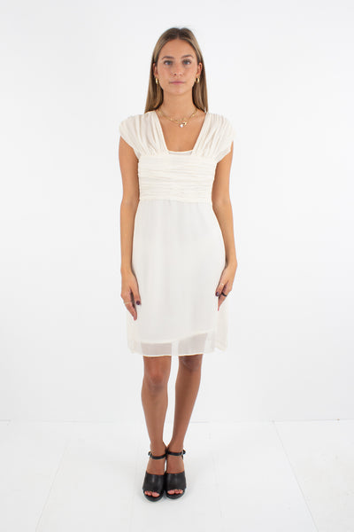 Off White / Ivory LISA HO Silk Dress - XXS/XS/S
