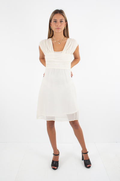 Off White / Ivory LISA HO Silk Dress - XXS/XS/S