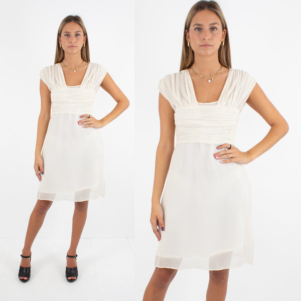 Off White / Ivory LISA HO Silk Dress - XXS/XS/S
